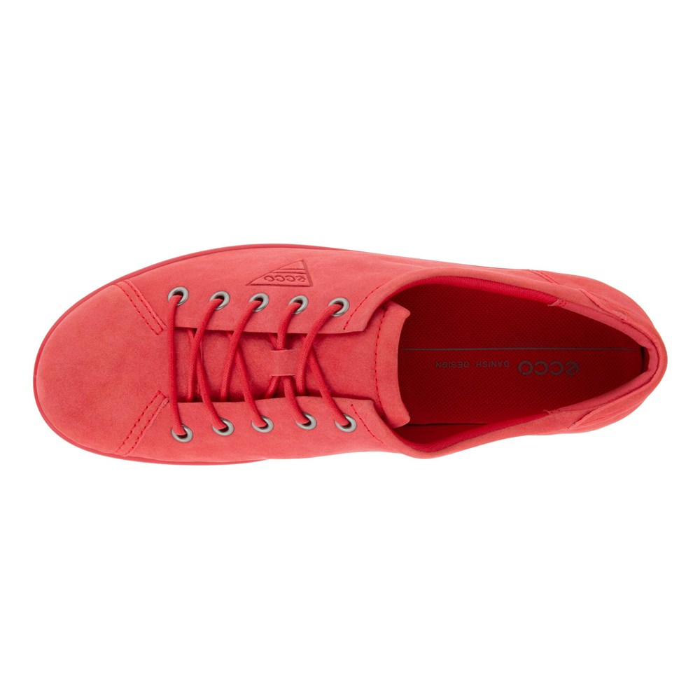 ECCO Sneakersy Damskie - Soft 2.0 Tie - Czerwone - BRXGFL-572